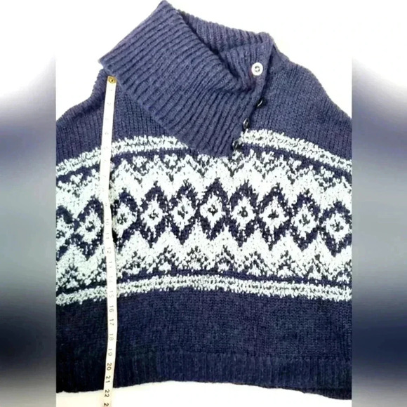 Free People Wool Blend Aztec Chunky Knit Boxy Cropped Cowl Neck Sweater … - Picture 5 of 11